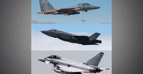 A Boeing F-15EX, Lockheed Martin F-35A, and Eurofighter Typhoon, all of which were promoted to Poland at the country's MSPO 2024 defence exhibition as it considers further fighter jet procurement.