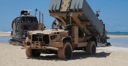 The US Marine Corps' Navy/Marine Corps Expeditionary Ship Interdiction System launcher can be combined with the US Navy's Naval Strike Missile.
