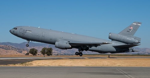 The last operational KC-10, tail number 79-1948, departs Travis AFB, California, for storage at Davis-Monthan AFB, Arizona.