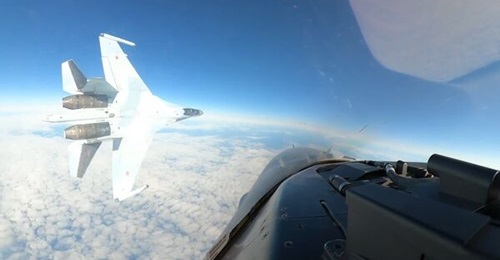A video from one of the intercepting F-16s shows a Russian Su-35 conducting an “unsafe and unprofessional manoeuvre” off the coast of Alaska.
