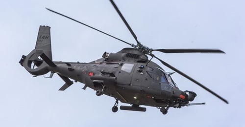Korea Aerospace Industries' (KAI's) third Light Armed Helicopter (LAH) prototype flies during the 76th anniversary of the Armed Forces Day at Seoul Air Force Base on 25 September 2024.
