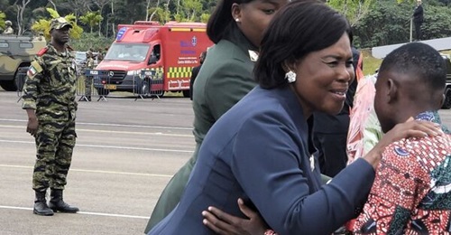 A GAZ Tigr (background left) was seen when the wife of Equatorial Guinea's president arrived for the military parade in Djibloho on 12 October.