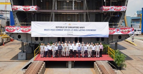 Keel for the Republic of Singapore Navy's first MRCV seen here at its keel-laying ceremony on 22 October 2024.