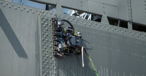 Gecko Robotics employs robotic platforms with modified sensor payloads to survey ships for maintenance and new construction work.