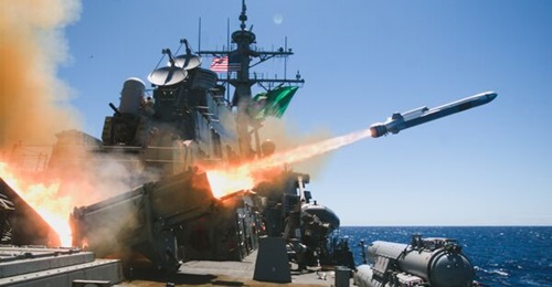 Arleigh Burke-class guided-missile destroyer USS 
        
        (DDG 62) fires the first Naval Strike Missile from a US destroyer.