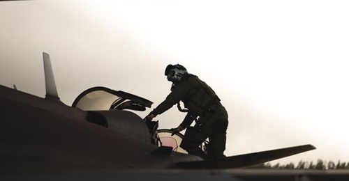 A Swedish Air Force pilot climbs aboard his Saab JAS 39 Gripen C fighter for the service's first air-defence mission under NATO control, announced on 29 October.