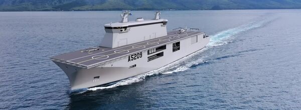 A concept image of the NRP 
        
        (A 5209) multi-purpose support ship that Damen Shipyards Group is building for the Portuguese Navy. It is based on Damen's MPV 10720 design.