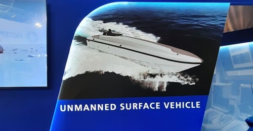 A concept image of MTG Dolphin's new USV on display at Euronaval 2024.