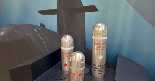 Lacroix's new Artissoum submarine signalling devices on display at Euronaval 2024.