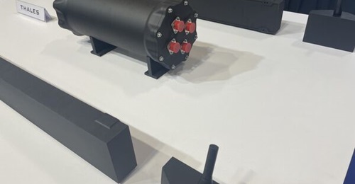 The arrays and processing unit of Thales' SAMDIS 600 displayed at Euronaval 2024.