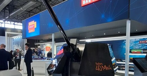 BAE Systems Bofors 40 Mk4 naval gun system and 3P ammunition on display at Euronaval 2024.