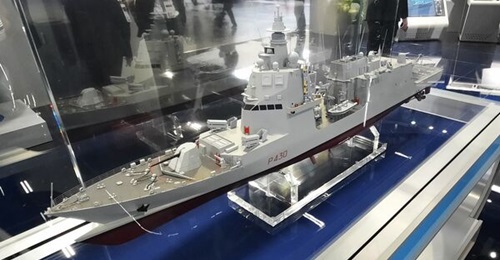 Fincantieri PPA EVO model on display at Euronaval 2024.