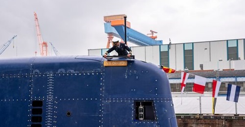 INS 
        
         at its naming ceremony in Kiel.