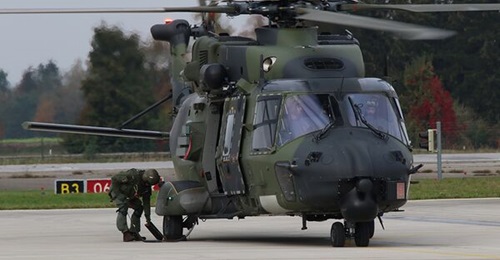 An NH90 helicopter that participated in the Luftwaffe's 'Timber Express 2024' exercise.