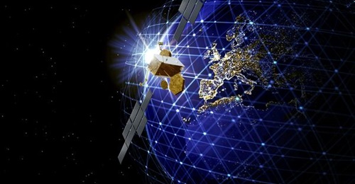 A concept graphic of a Skynet satellite.