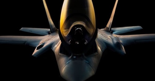 A file photo of an F-35. Project Deimos has seen an F-35 flying in the US transfer classified data to the UK's Nexus combat cloud. This was the first such transfer to a non-US command and control system.