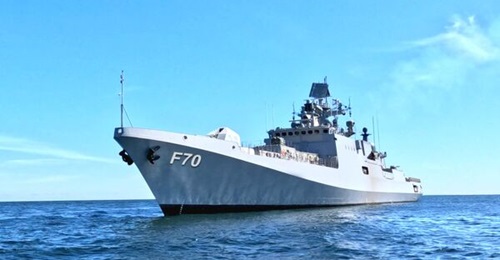 INS 
        
         pictured here before its commissioning ceremony.