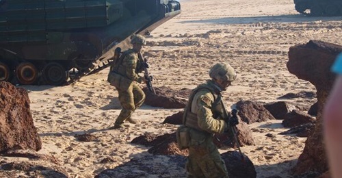 The new AUKUS partnership could increase the presence of US marines in Australia, shown here in a 'Talisman Sabre' exercise near Darwin.