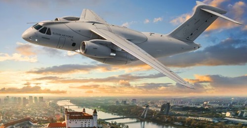 An artist's impression of the Embraer KC/C-390 Millennium airlifter in Slovakia markings, released following the signing of a letter of intent for three aircraft on 10 December.