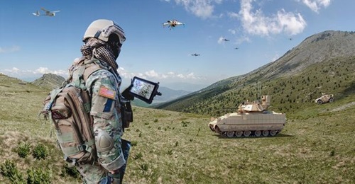 A US Army rendering of future, AI-enabled ground operations at the tactical level.