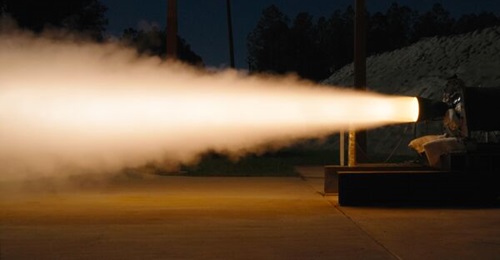 Anduril is developing the Alitec solid rocket propellant to enhance tactical missile performance. Above, Anduril test-fires its Denali 18 inch hypersonic rocket booster at its McHenry, Mississippi, solid rocket motor facility in November 2024.