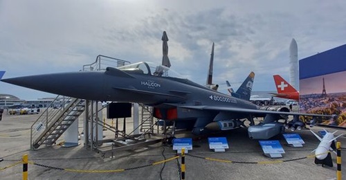 Eurofighter displayed a mock-up in a Halcon II livery at the Paris Air Show 2023. The consortium has now finalised a contract for 25 new aircraft for Spain under the programme, with deliveries to begin in 2030.