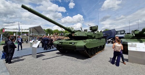 A KNDS Leopard 2A8 on display at the Eurosatory defence exhibition in Paris in June 2024.