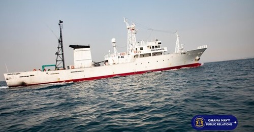 A photograph released on 23 December 2024 shows the Ghana Navy's GNS 
        
        (P 46) before it was repainted grey and still had the IMO number of Japanese Fisheries Agency patrol vessel
