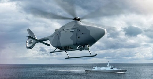 The Proteus technology demonstrator programme is intended to prove the viability of a large VTOL UAS in the maritime environment. The render shows the aircraft equipped with a sonobuoy dispenser payload.