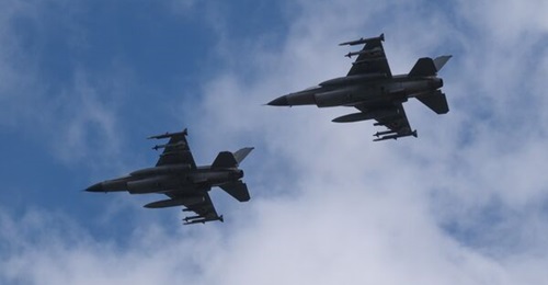 A pair of F-16s presented to Ukraine in August 2024, during which they could be seen carrying a mix of Sidewinder and AMRAAM air-defence munitions.