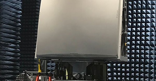 An SPQ-9 radar undergoing testing at Leonardo DRS' facility in Largo, Florida.