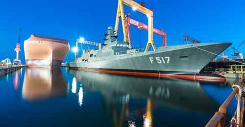 Turkish Istanbul-class frigate TCG Izmit (F 517) seen at Sedef Shipyard at launch on 11 January 2025.