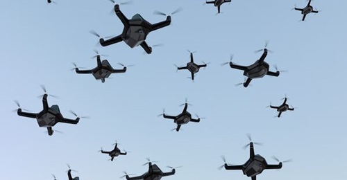 An artist's impression of 'swarming drones', of the kind now being envisaged by the Swedish Armed Forces.