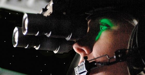 An army aviator wearing AN/AVS-6(V)3 ANVIS night-vision goggles. DLA operates a programme to recycle germanium from old night-vision goggles.