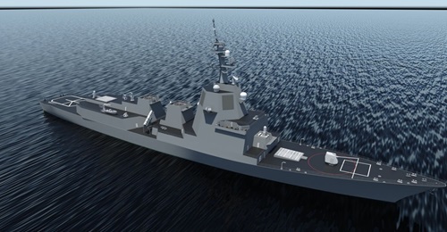 A computer-generated image of Japan's Aegis System Equipped Vessels fitted with Lockheed Martin's AN/SPY-7(V)1 radar.