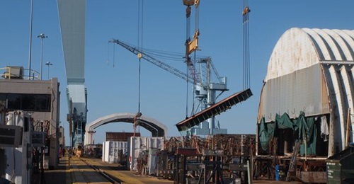 Shipyards, like Newport News Shipbuilding pictured here, have had trouble recruiting and retaining workers.