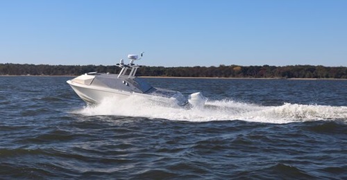 A Tsunami USV, pictured here, marries Textron's autonomy system with standard Brunswick hulls.