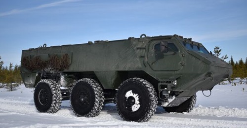 The Patria 6×6 vehicle is being offered as a C-UAS.