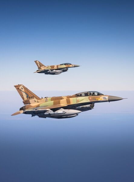 F-16I fighter jets from the Israeli Air Force equipped with Rampage missiles released by the Israel Defense Forces on 14 January 2025.