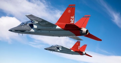 Two Boeing Saab T-7A Red Hawk production representative jets. Boeing and the air force have signed a new agreement to better manage the programme.