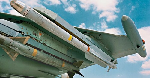 An IRIS-T fitted to the wing pylon of a Luftwaffe Eurofighter combat aircraft. Diehl Defence has now launched development of the Block II version of the air-launched missile.