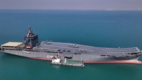 is seen with most of the aircraft that were shown on its flight deck when journalists visited for its commissioning.