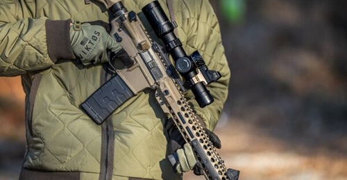MVO LPVO mounted to AR-15 pattern rifle.