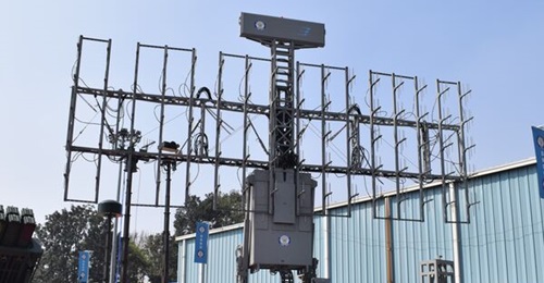 DRDO's new VHF-SR radar is seen displayed at Aero India 2025.