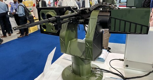 Zen Technologies' Parashu RCWS is seen displayed at Aero India 2025.