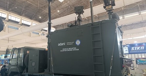 A C-UAS jointly unveiled by DRDO and Adani at the Aero India 2025 show.