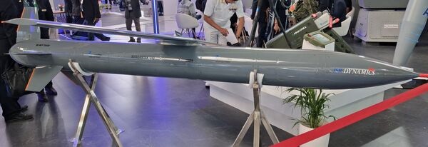 BEL to supply Khagantak-243 stand-off glide munition to the IAF. A model showcased at Aero India 2025.
