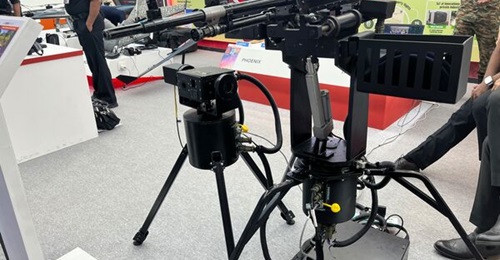 The Ten AI Weapon System (TAIWS) is seen on display at Aero India 2025.