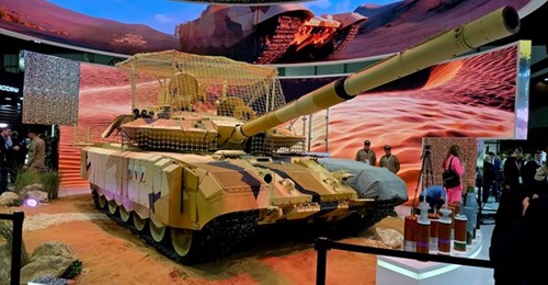 The T-90MS displayed at IDEX 2025 features several modifications aimed at increasing its survivability.