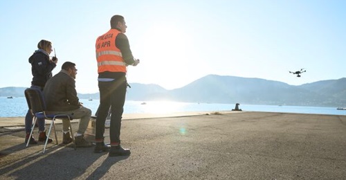A UAV is deployed during CMRE's DRAVEX24 drifting mine detection sea trial. CMRE's Counter Drifting Mines initiative is designed to combine sensor types to provide capability for dealing with drifting mines at sea.